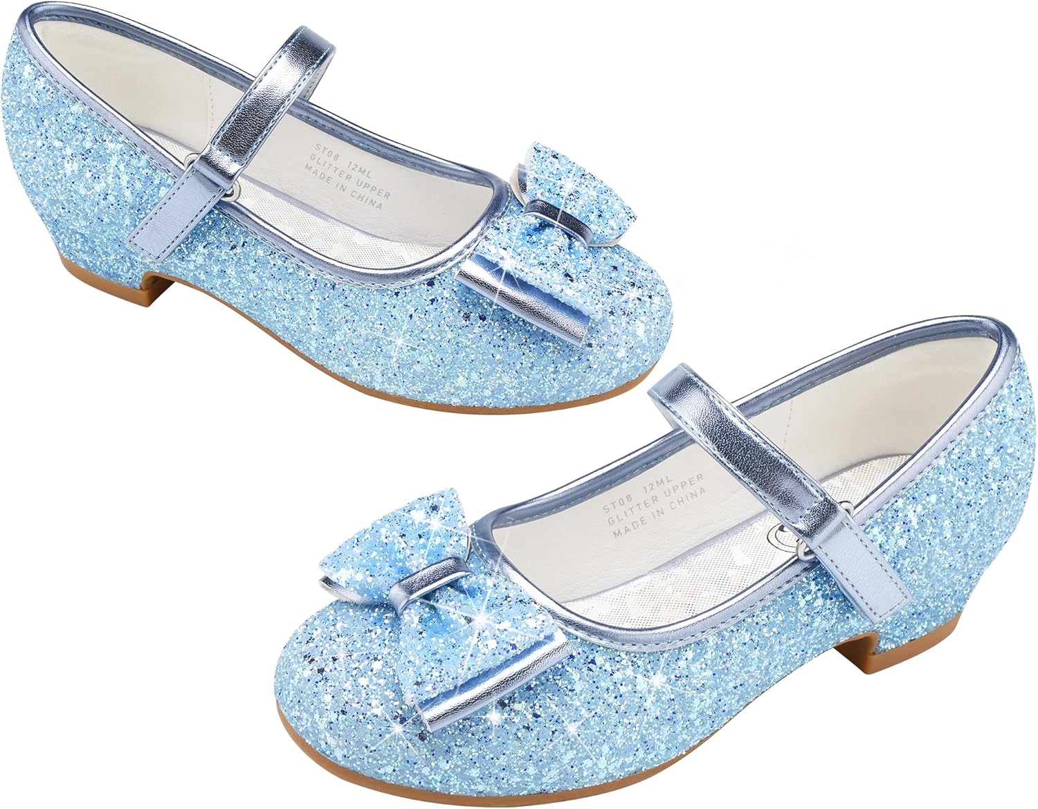 

Детские туфли для девочек Stelle с блестками, принцесса, цветок, Мэри Джейн, низкий каблук, обувь для вечеринки, свадьбы, выпускного для малышей, синий