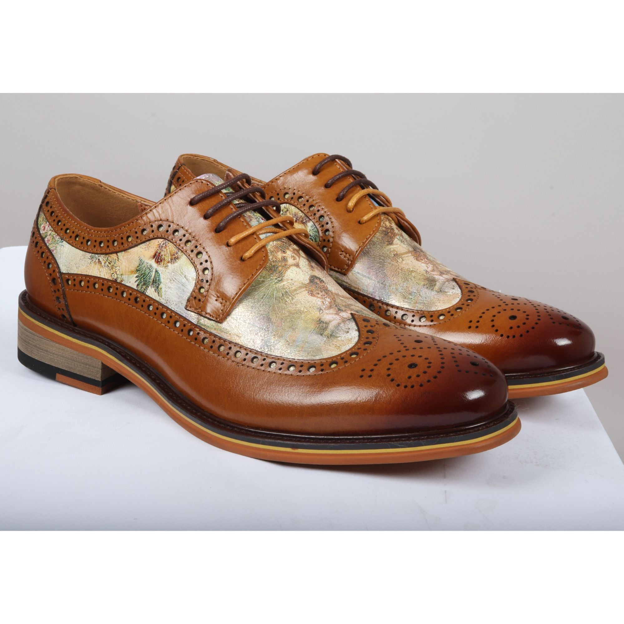 Туфли-оксфорды Scott Iconic Print Leather Brogue на шнуровке для торжественного вечера Justin Reess, коричневый — фото 2