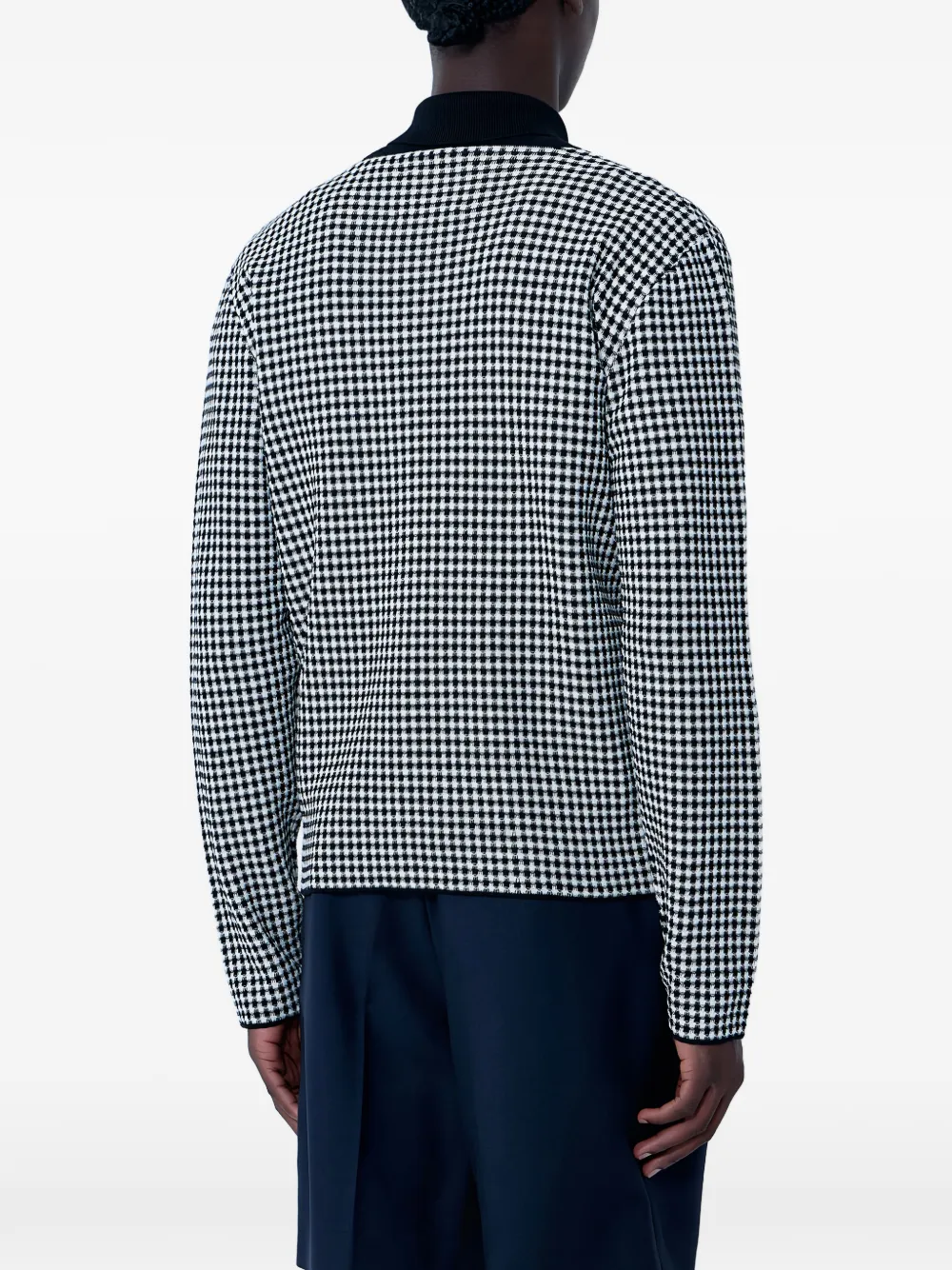 Поло на молнии с узором "гусиная лапка" Jil Sander, белый — фото 3