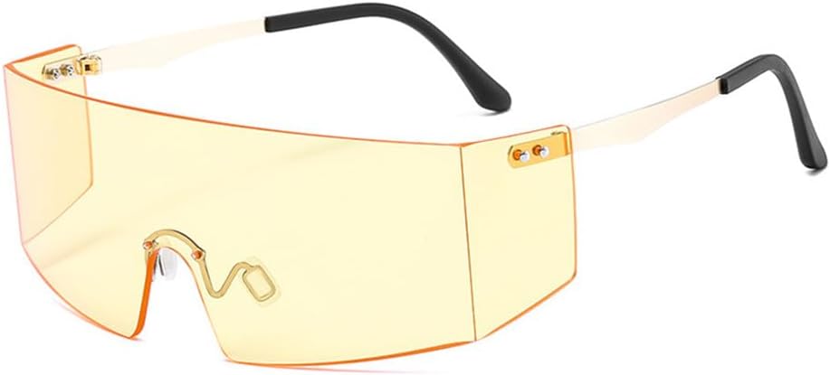 

Солнцезащитные очки без оправы для женщин и мужчин, большие очки с плоской верхней частью, увеличенные солнцезащитные очки для женщин, зеркальные, с защитой от УФ-излучения UV400 HDUBFY, 5