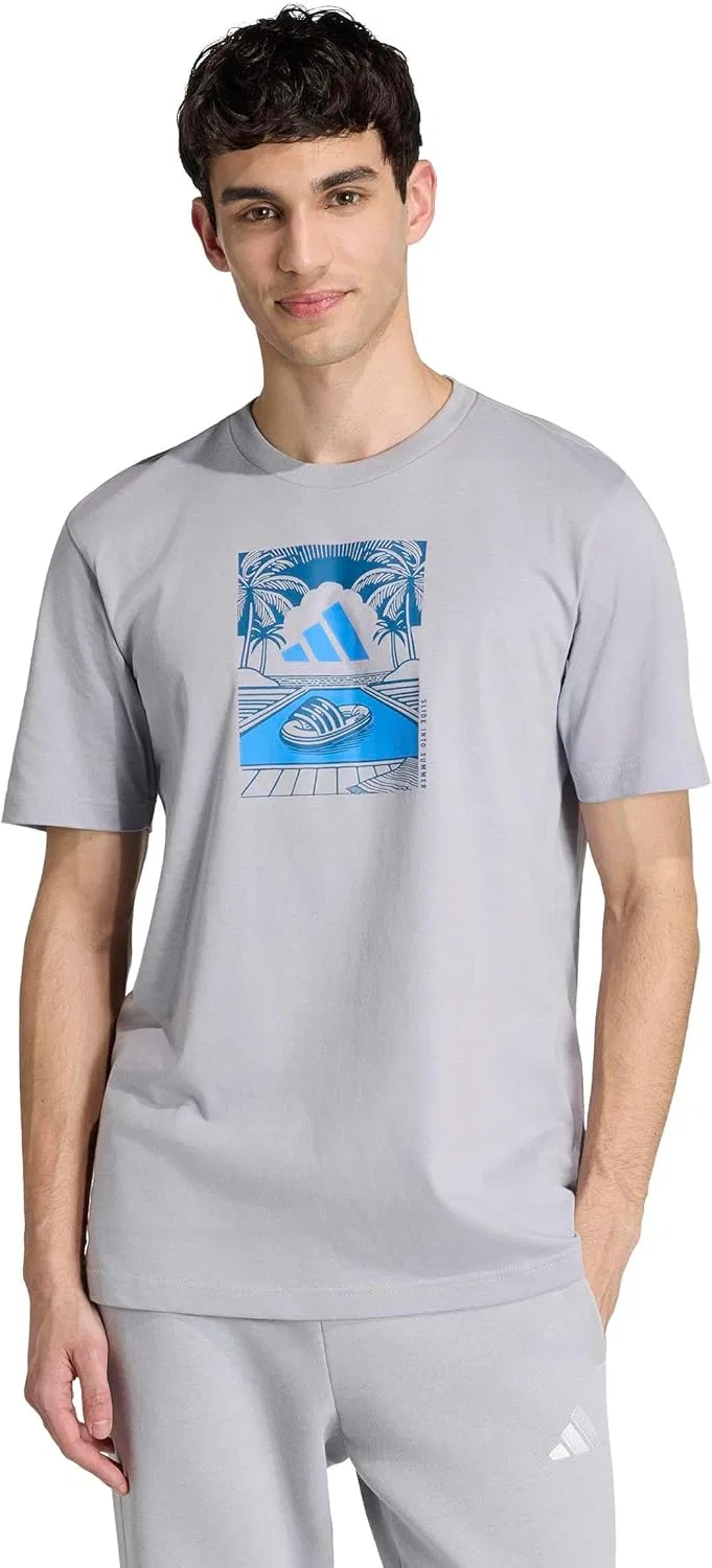 Футболка мужская летняя Relax Graphic Adidas, серебряный