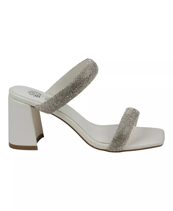 Женские босоножки Luella на каблуке с двумя ремешками и украшением GC Shoes, белый — фото 2