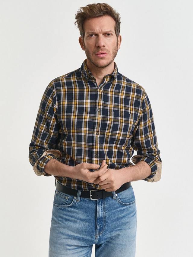 

Хлопковая фланелевая рубашка в клетку Regular Fit GANT, Evening Blue