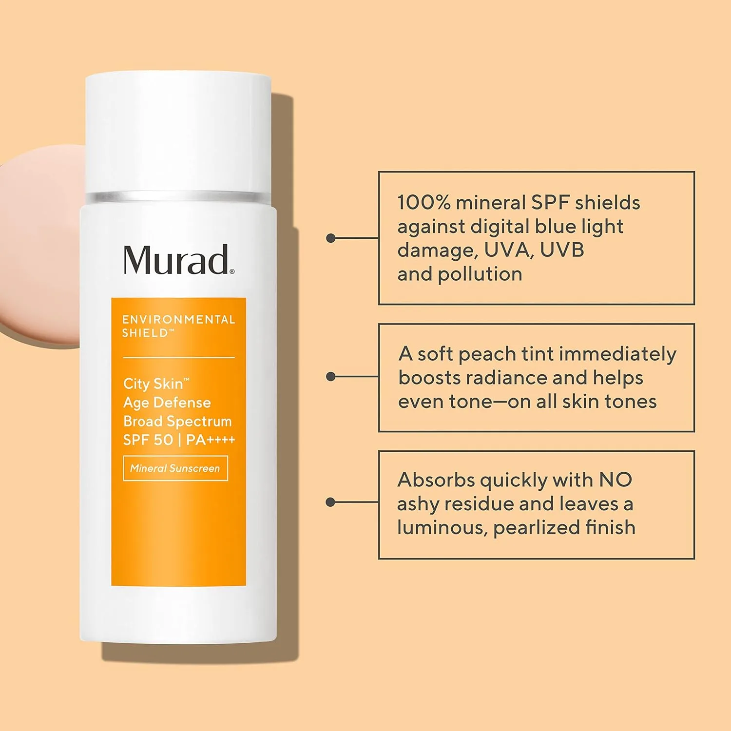 Murad Environmental Shield City Skin Age Defense Broad Spectrum SPF 50 PA++++ - 100% минеральный солнцезащитный крем с лютеином и оксидами железа для защиты от синего света, UVA/UVB и загрязнений 50 мл (1 шт.), blue — фото 2
