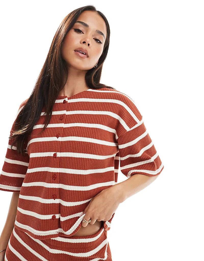 

Полосатый топ цвета ржавчины от ASOS DESIGN — часть комплекта