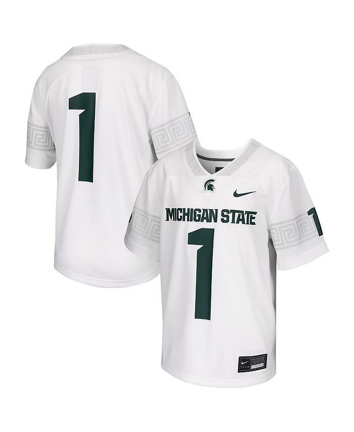 

Белая майка Big Boys # 1 для футбольного матча Спартанцы штата Мичиган Nike, белый