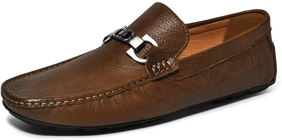 Лоферы кожаные Mens Loafers Driving Moccasins Loafers, хаки SayfuR