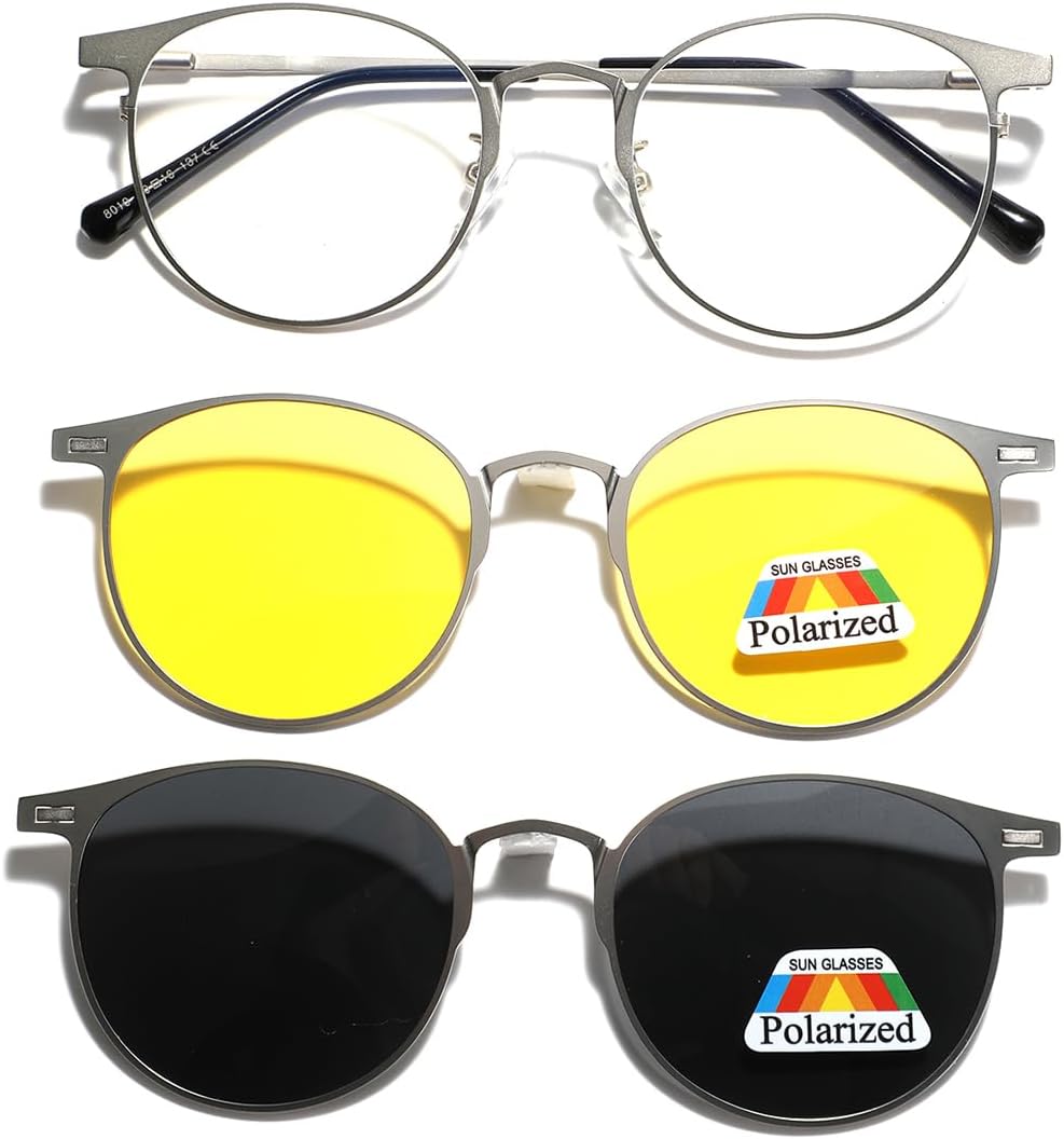 

Мужские солнцезащитные очки в металлической оправе, круглые, с зажимом, винтажные поляризованные, женские солнцезащитные очки на магнитах, аксессуары для женщин weiyuchen, Silver