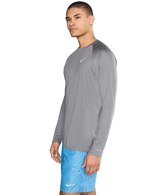 Плавательная футболка Essential Long Sleeve Hydroguard Nike, Cool Grey — фото 3