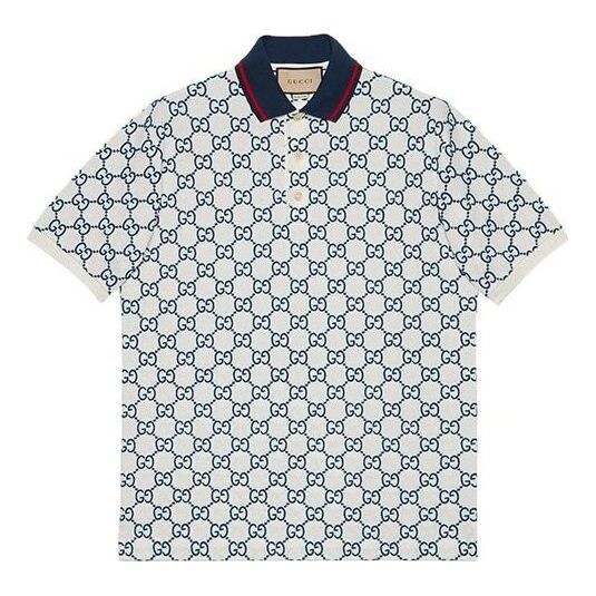 

Рубашка поло gg stretch cotton polo 'white blue cotton' Gucci, белый