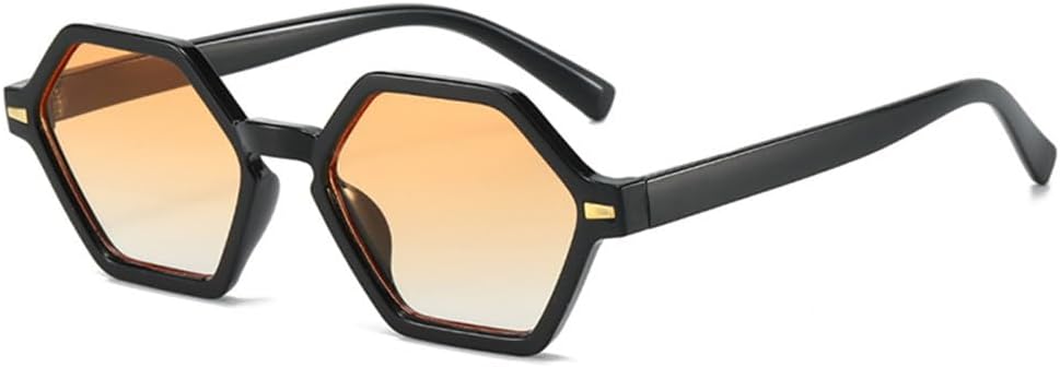 

Солнцезащитные очки Retro Polygon для женщин с градиентным переходом цвета и защитой от УФ-излучения UV400; солнцезащитные очки Retro Polygon для мужчин с заклепками MTZJH, Black Orange