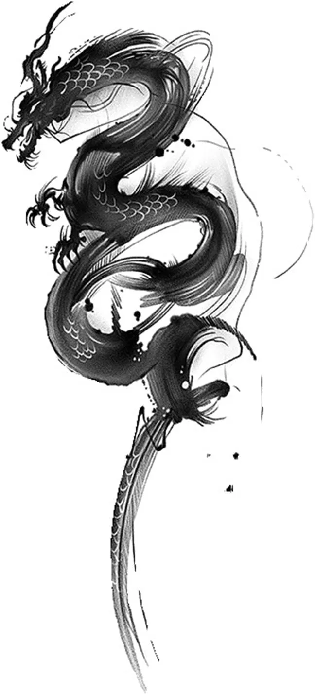 Временная татуировка Dragon, Ink Painting, 2 шт., Natural