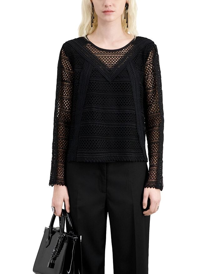 

Топ с вышивкой Kooples The Kooples, черный