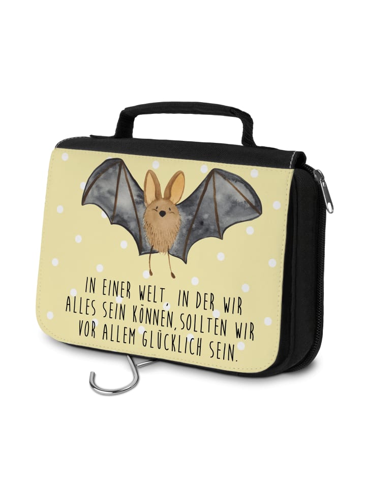 

Mr. & Mrs. Panda Косметичка с изображением крыльев летучей мыши и надписью пастельно-желтого цвета