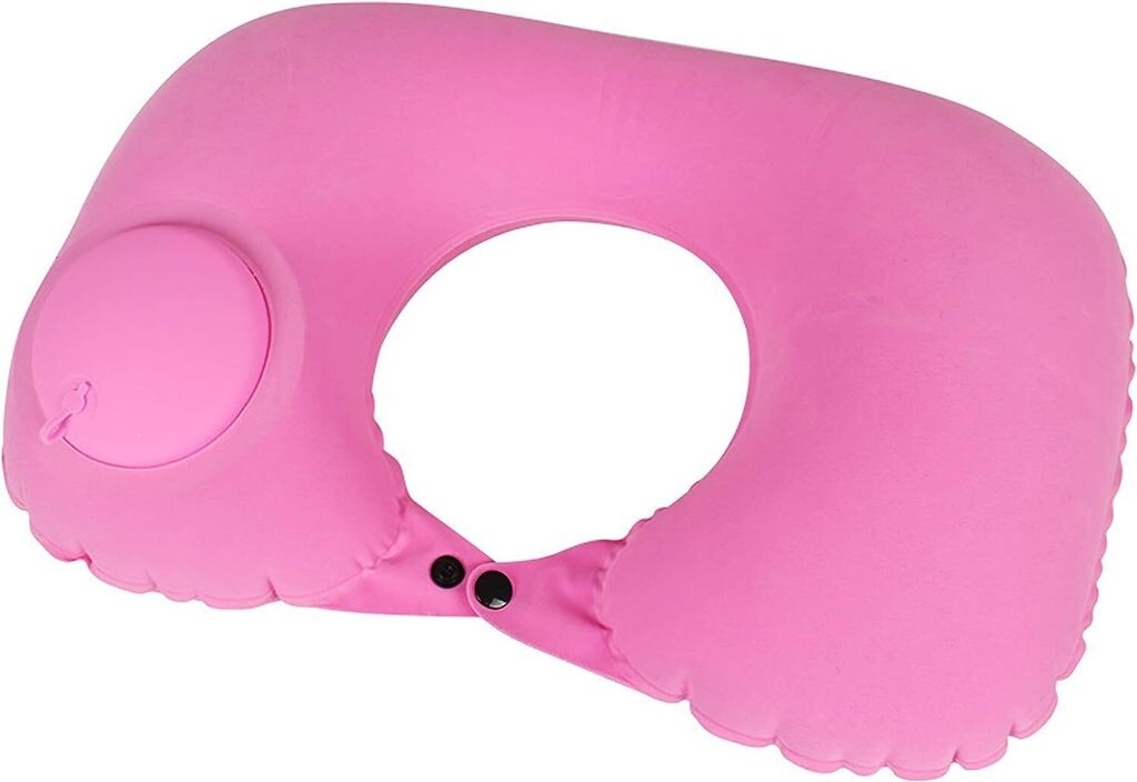 

Подушка для шеи для путешествий, воздушный насос, удобная подставка для подголовника U-образной формы с компрессионной сумкой для самолета в офисном поезде, 15,75 x 11 дюймов. Розовый Götäzer