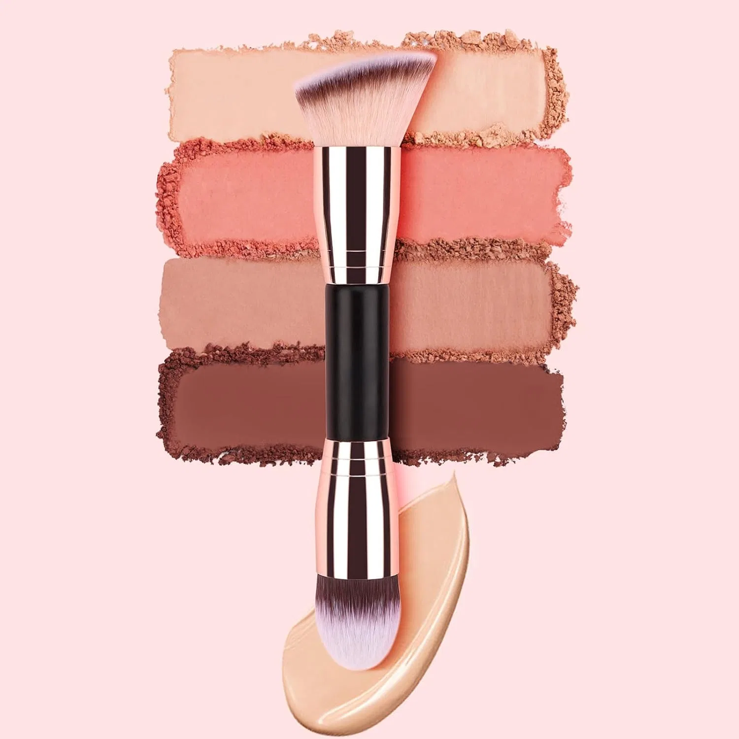Кисть для макияжа Foundation Brushes, двойная, черно-золотая — фото 2