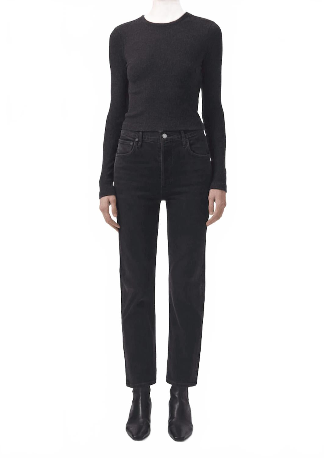 

Райли Длинные прямые джинсы в панорамном черном AGOLDE