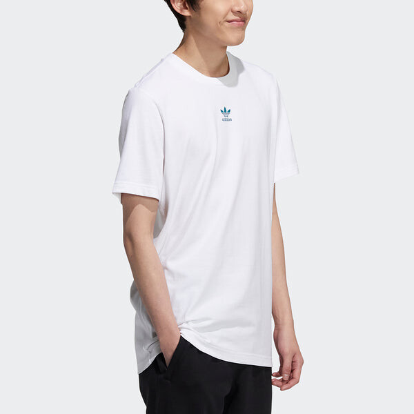 Футболка originals ts ss tee logo printing sports round neck short sleeve white Adidas, белый — фото 4