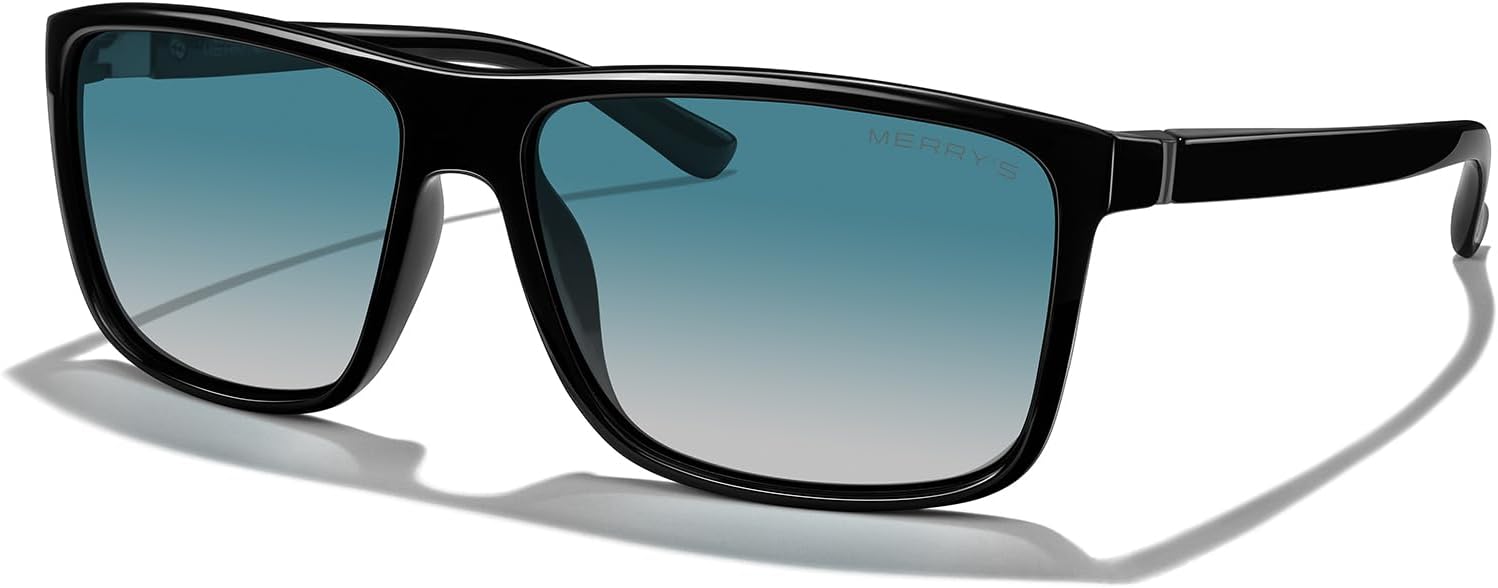 

Прямоугольные поляризованные спортивные солнцезащитные очки MERRY'S для мужчин и женщин, для езды на велосипеде, вождения, рыбалки, с защитой UV400, модель S8225, Black Frame/Gray Metal/Green Gradient Lens