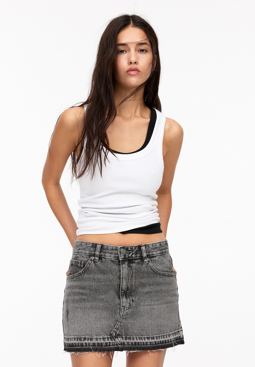 

Юбка из денима Gonna a campana PULL&BEAR, серый