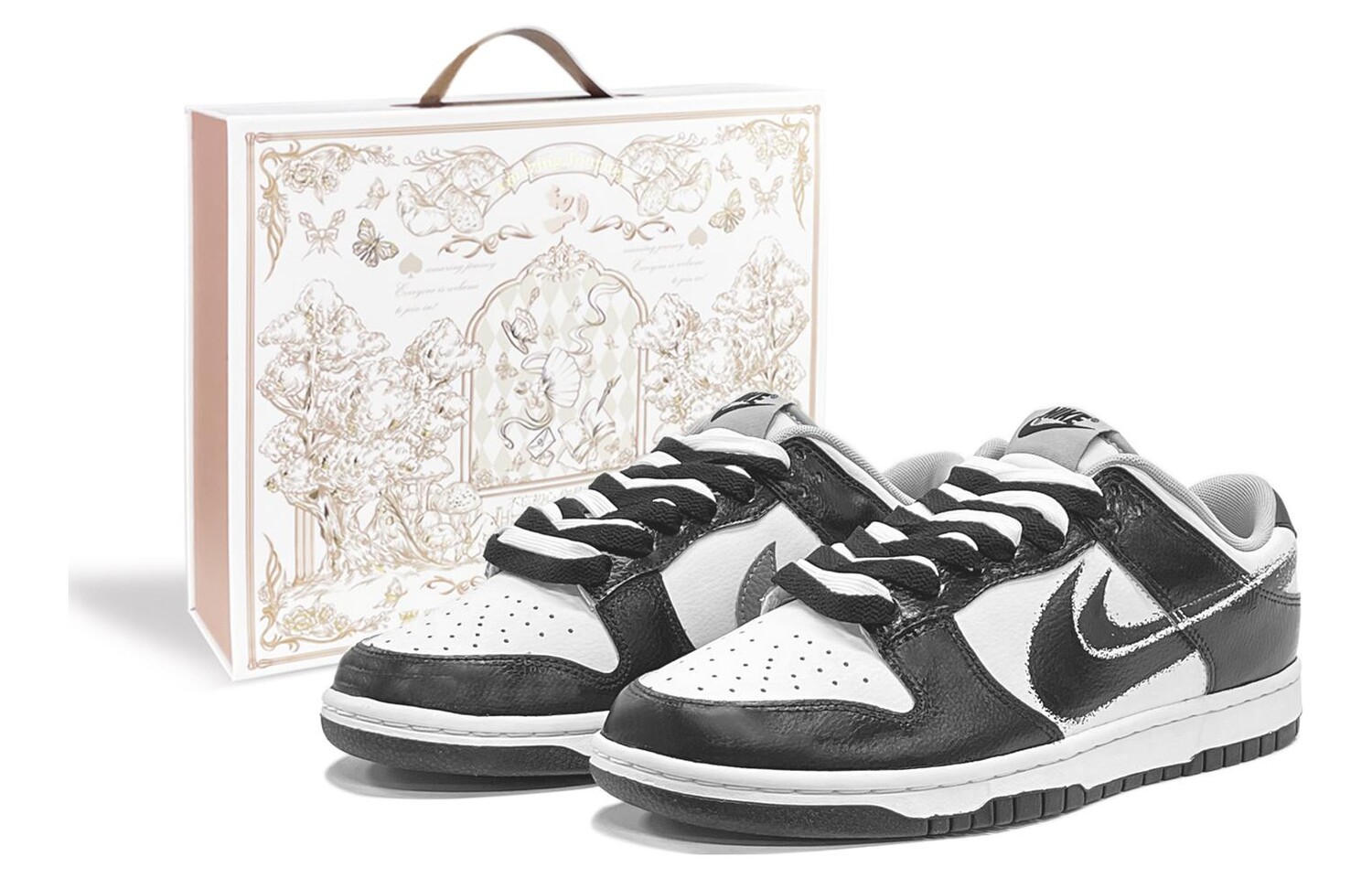 

Кроссовки Nike Dunk Skateboard Shoes Men Low-Top Black White, Черный, Кроссовки Nike Dunk Skateboard Shoes Men Low-Top Black White