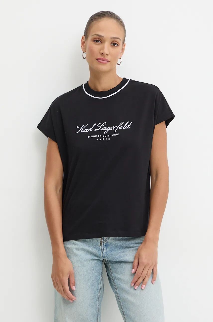 

Хлопковая футболка Karl Lagerfeld, черный