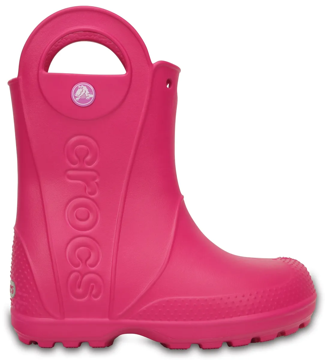 

Резиновые сапоги Crocs "Handle It Rain Boot Kids", резиновые сапоги, грязевые туфли, непромокаемые дождевые туфли, с петлей для затягивания, розовый