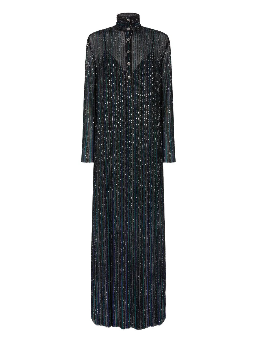 

Платье макси с высоким воротом, украшенное пайетками Missoni, синий