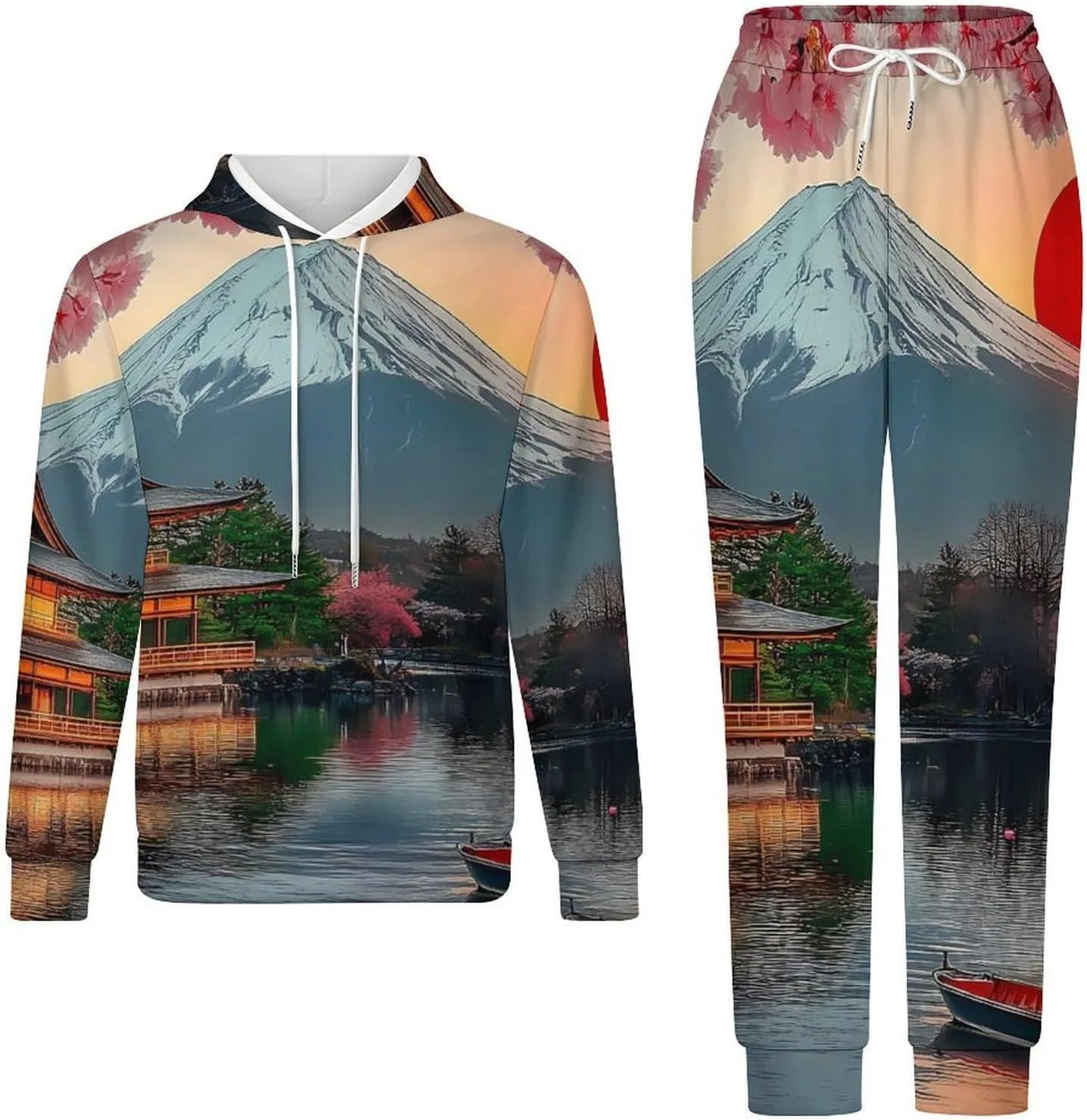 Мужской спортивный костюм с принтом Fuji Cherry, 2 предмета, худи и брюки, Style — фото 4