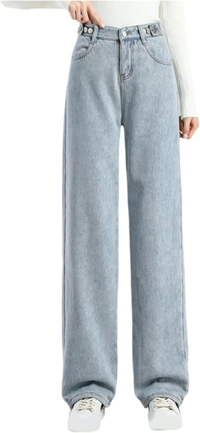 Джинсы женские, прямые, широкие, джинсы, Light Blue