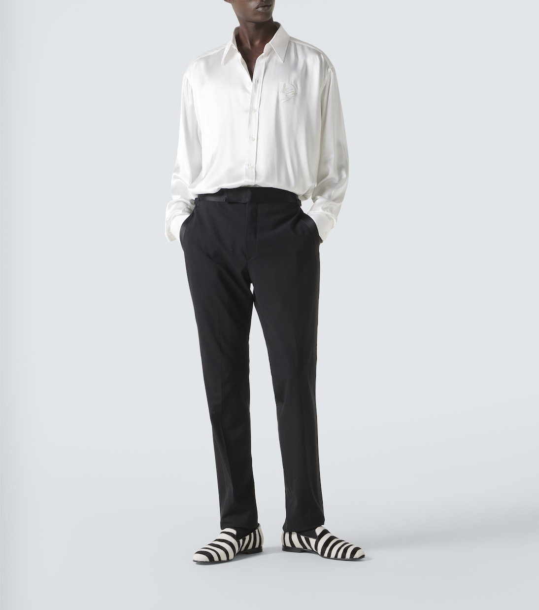 Марио лоферы из телячьей кожи с зебровым принтом Manolo Blahnik, 0015 Blck/1118 Dcrm — фото 2