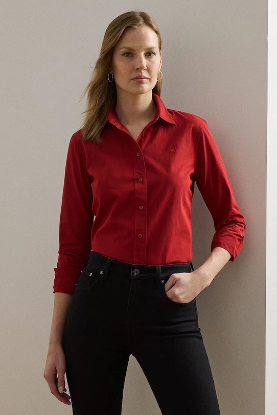 

Хлопковая рубашка Lauren Ralph Lauren, красный