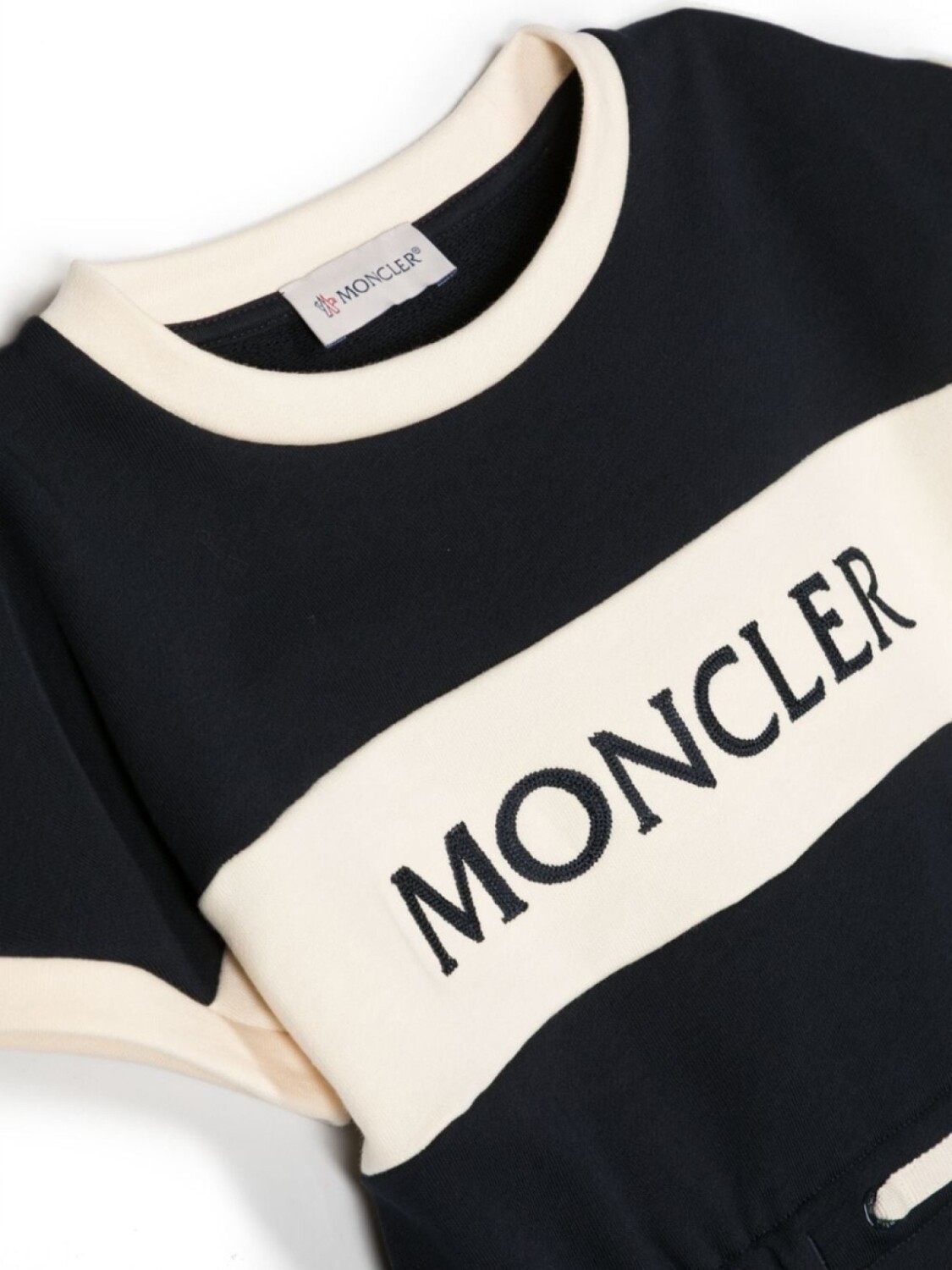 Moncler Enfant платье-футболка с вышитым логотипом, синий — фото 3