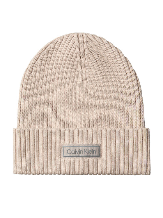 

Шапка Patch Chunky Rib Cotton Beanie LV04D8053G Calvin Klein, бежевый