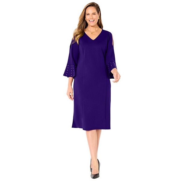 

Женское платье plus size с холодным плечом и декором Catherines, Deep Grape