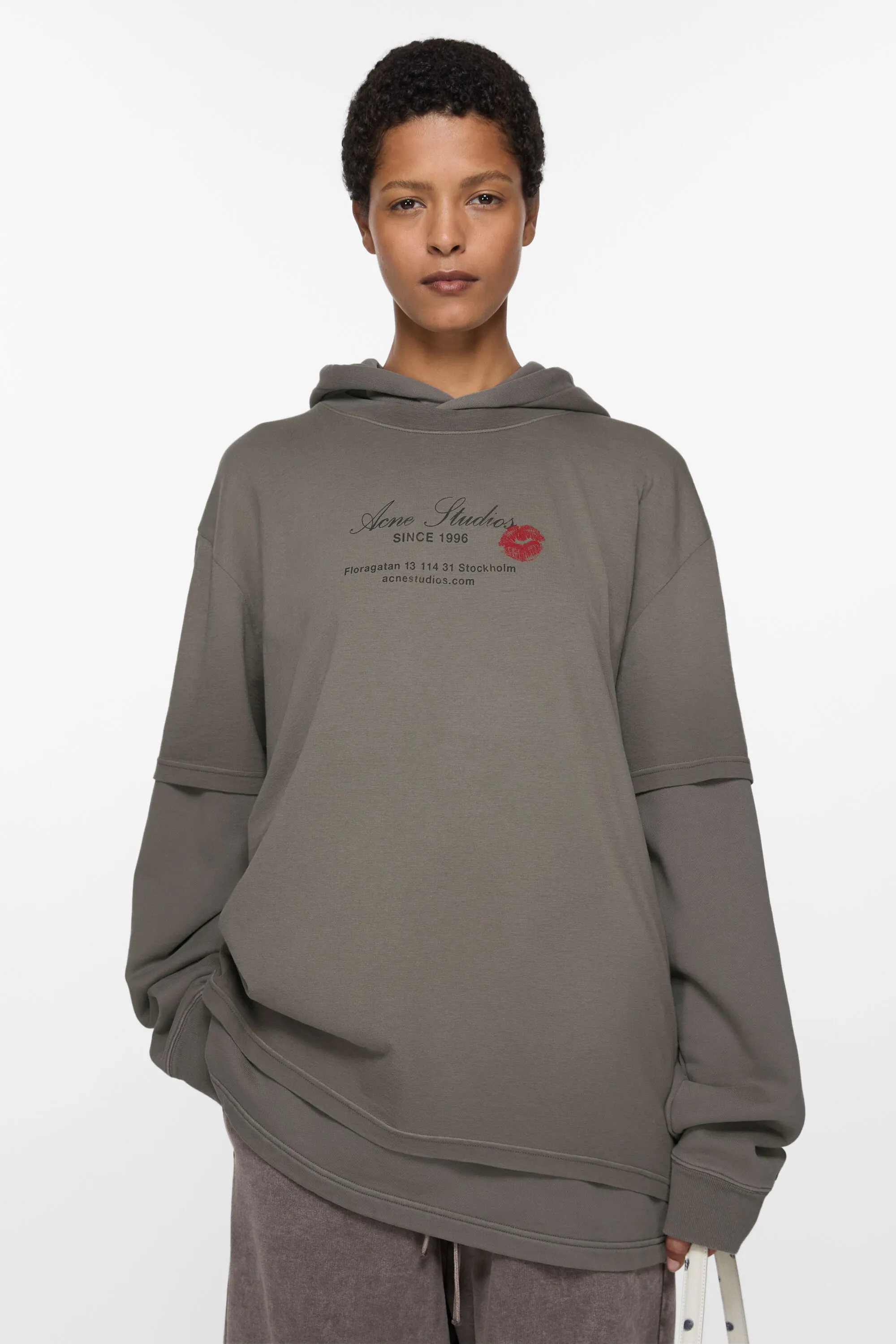 

Двухслойная толстовка с капюшоном Acne Studios, Grey