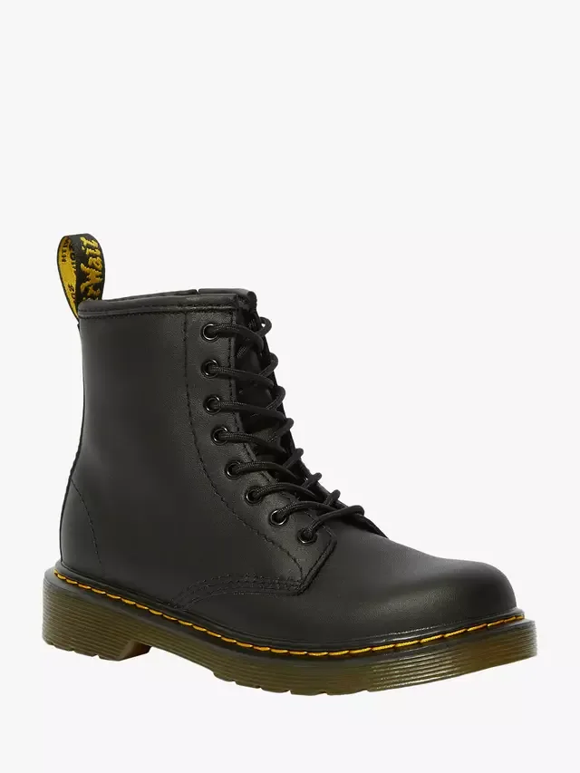 Ботинки детские Dr. Martens 1460, кожаные на шнуровке, черные — фото 2