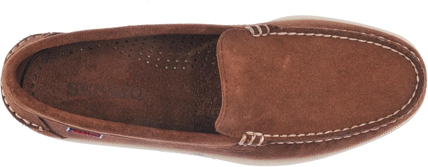 Мужские лоферы Sebago Frank Boat Roughout - ручная работа из нубуковой кожи с кожаной внутренней отделкой и резиновой подошвой с протектором, не оставляющей следов и не скользящей, темно-коричневый — фото 3