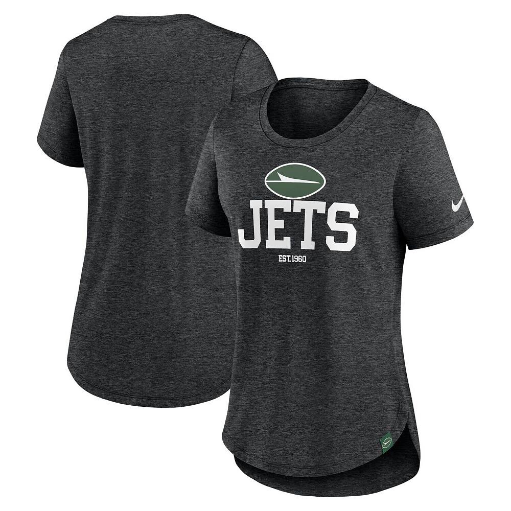 

Женская футболка Nike Heather Black New York Jets Fashion Tri-Blend, цвет Jet Charco