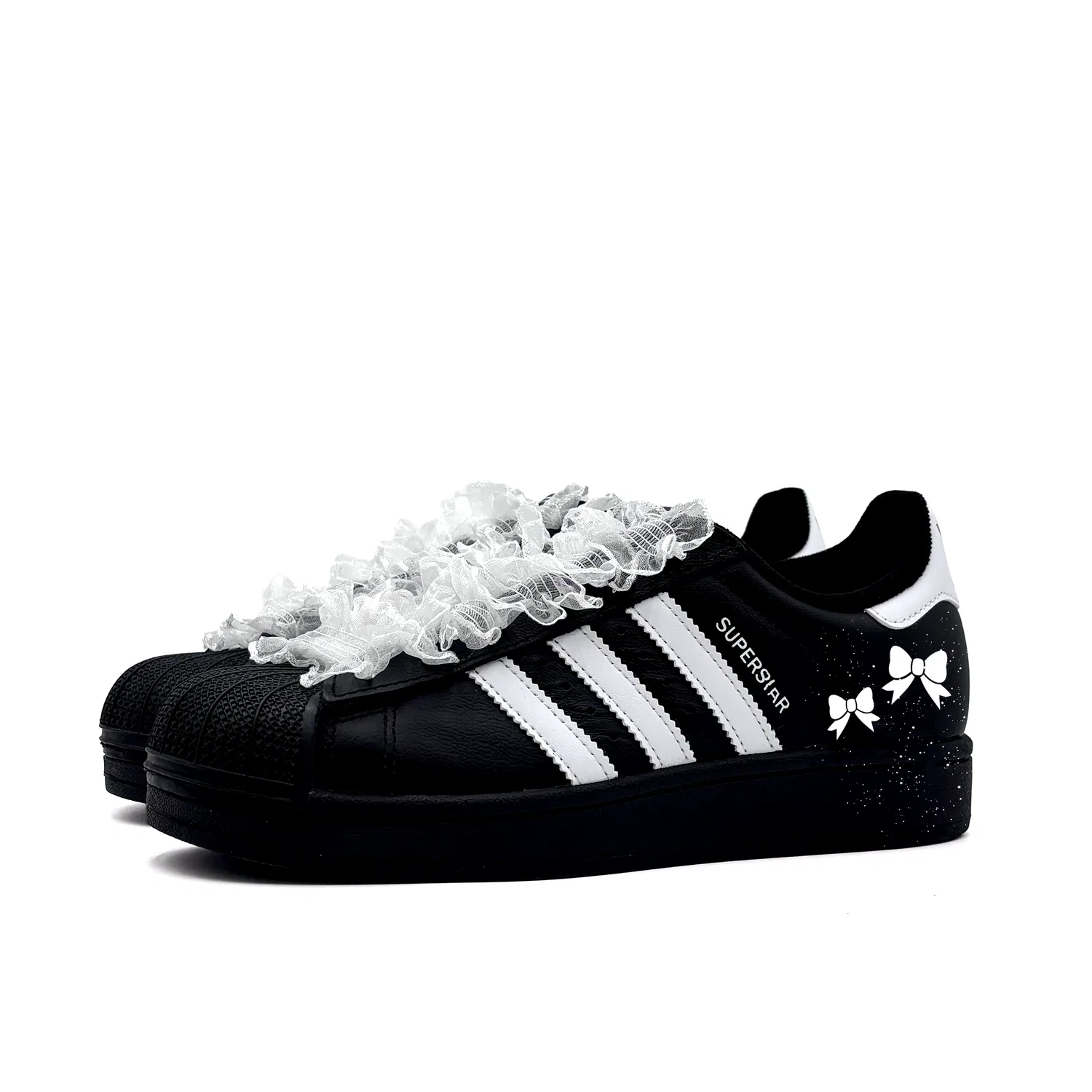 Кроссовки Superstar 2 White Bowknot Leather Abrasion Resistant низкие Adidas Originals, Black — фото 4