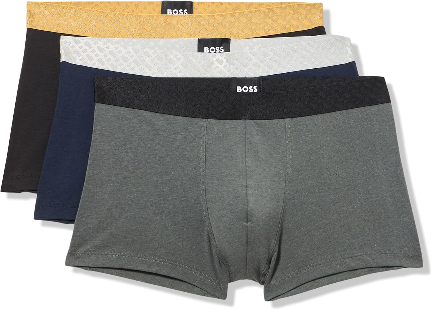 

BOSS Мужские трусы с логотипом Shine, 3 шт, Pitch Black, Slate Grey, Navy