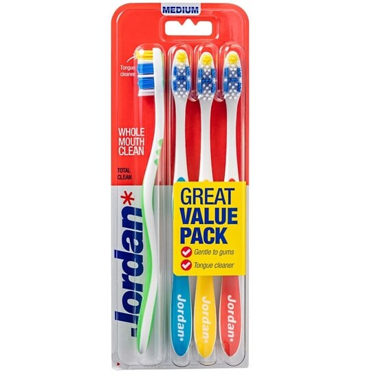 

Зубная щетка среднего размера, 4 шт. Jordan, Total Clean