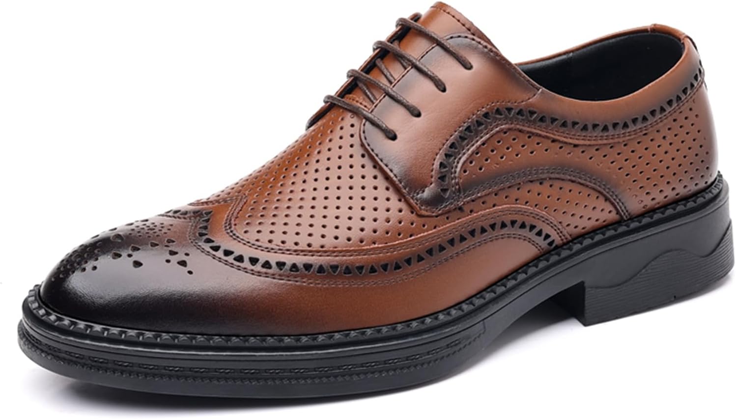 

Мужские классические туфли оксфорды с брогированием из натуральной кожи с шнуровкой Abborora, коричневый