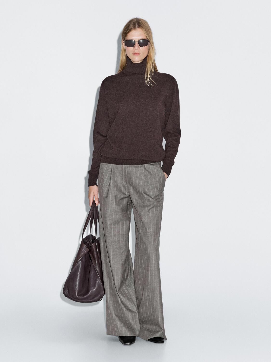 

Брюки в тонкую полоску из 100% шерсти Massimo Dutti, Mole Brown