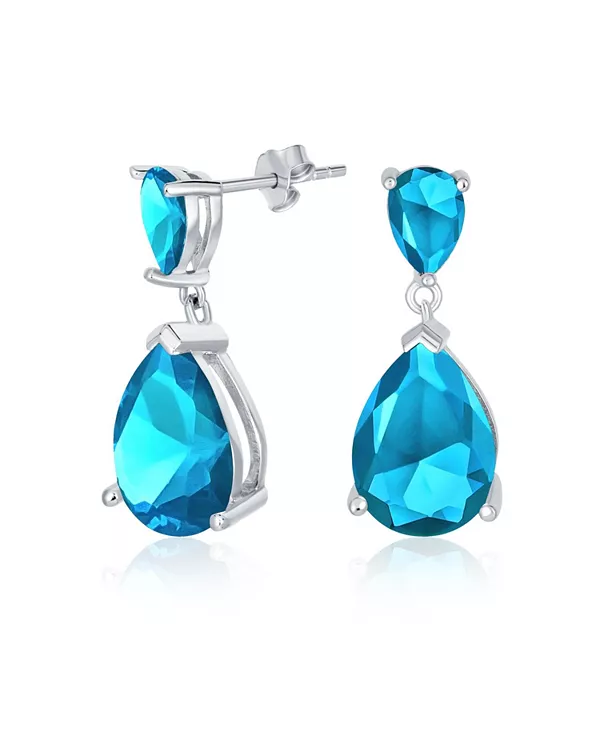 

Простые серьги-подвески с кубическим цирконием в форме капли и груши, серебро 925 пробы Bling Jewelry, aqua