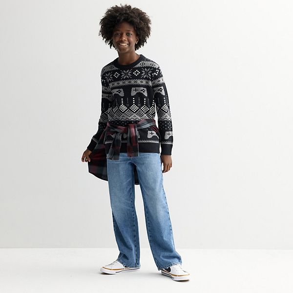 Детский свитер с круглым вырезом Sonoma Goods For Life, Black Gamer Fairisle — фото 4