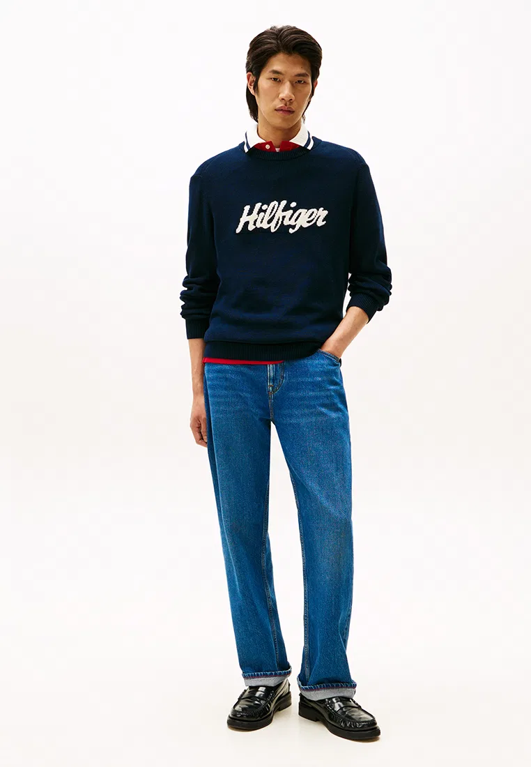 Свитер с логотипом Script, TH Mainline Tommy Hilfiger, темно-синий — фото 4