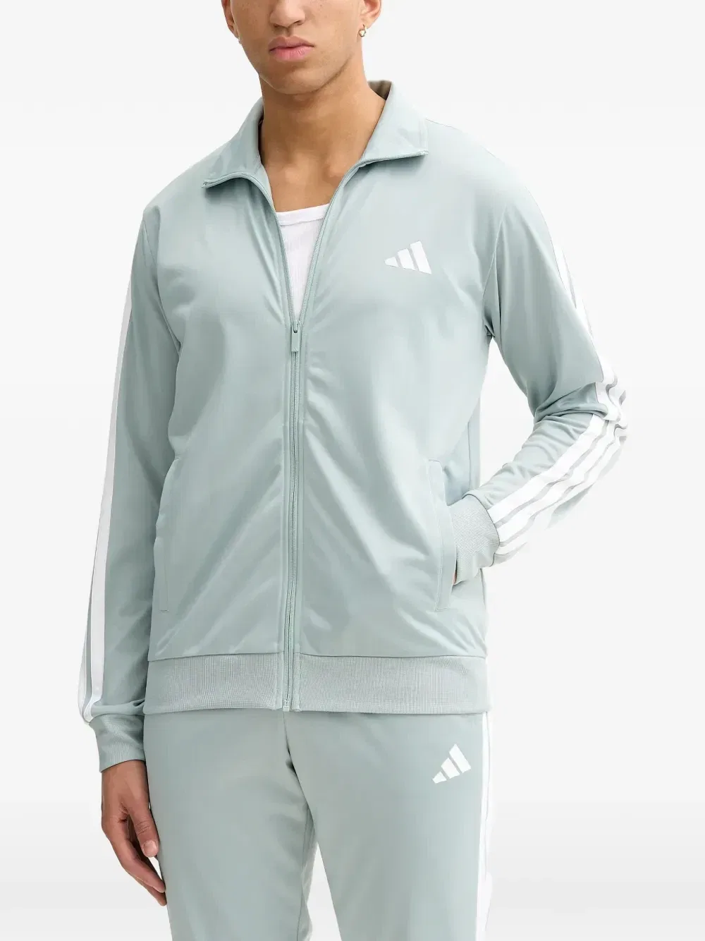 Спортивная куртка с полосатым логотипом Adidas, зеленый