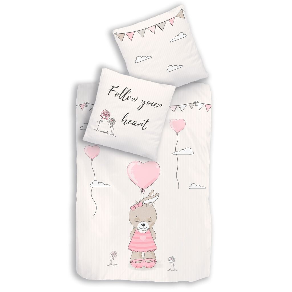 

Детское постельное белье Кролик 80х80 + 135х200 см. Постельное белье Renforce для девочки бежевого, розового цвета Little One · Сердце, облака и цветы - 100% хлопок Dobnig GmbH, Розовый, Детское постельное белье Кролик 80х80 + 135х200 см. Постельное белье