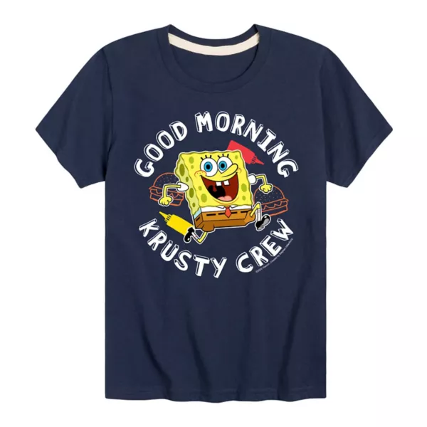 

Футболка с принтом SpongeBob Krusty Crew для мальчиков 8-20 лет Nickelodeon, синий